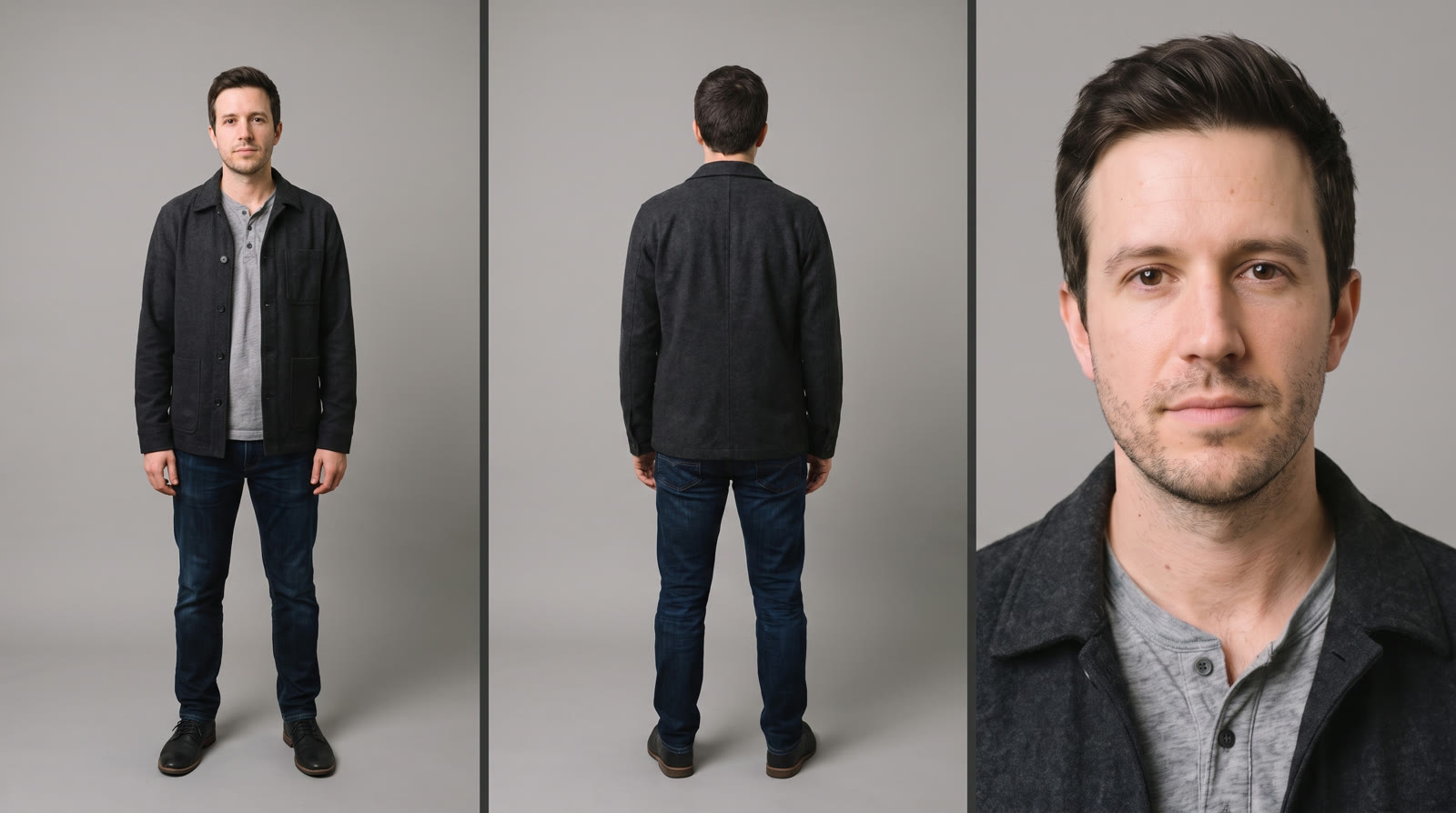 @Nathan, built as a clean neutral three panel reference so no scene lighting bakes in.